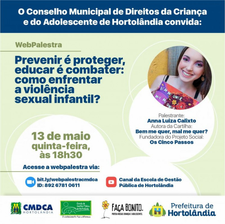 Prevenção à violência sexual é tema de palestra nesta quinta-feira (13/05)