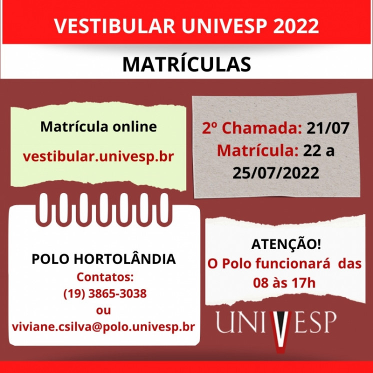 Matrícula de aprovados em 2ª chamada no vestibular 2022 da Univesp começa nesta sexta-feira (22/07)
